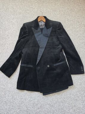 Vintage Nino Cerruti Licence Paris Black Corduroy Tuxedo-Style Jacket + Pants